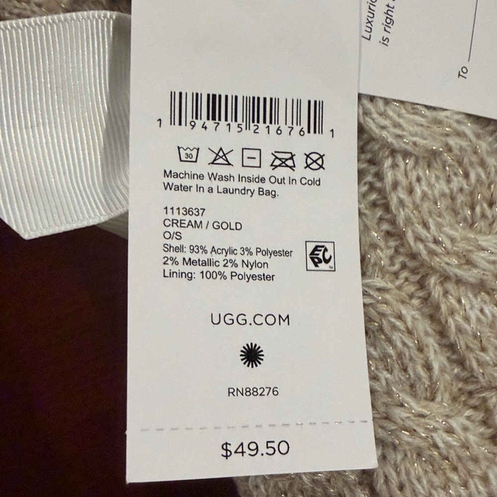 UGG Cream Gold - Laila Bow Fleece Lined Sock - Picture 4 of 5